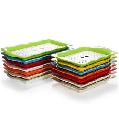 Khay phục vụ bánh bao Melamine đục lỗ hai lớp