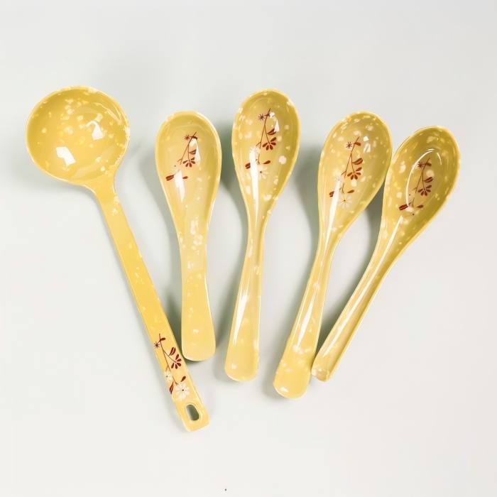 Thìa súp Melamine họa tiết hoa màu vàng